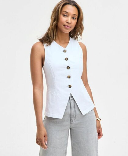 【送料無料】 On 34th レディース ジャケット・ブルゾン アウター Women's Linen-Blend Longline Vest Bright White 【送料無料】 On 34th レディース ジャケット・ブルゾン アウター Women's Linen-Blend Longline Vest Bright White