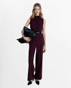 【送料無料】 マンゴ レディース ジャンプスーツ トップス Women's Belt Long Jumpsuit Wine