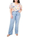 【送料無料】 ヴィンスカムート レディース シャツ トップス Plus Size V-Neck Tulip-Sleeve Blouse Ultra White