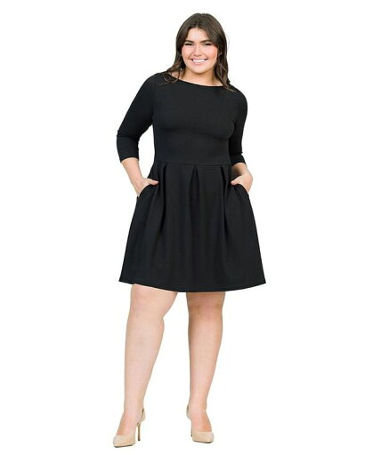 【送料無料】 24セブンコンフォート レディース ワンピース トップス Plus Size Perfect Fit and Flare Pocket Dress Black 【送料無料】 24セブンコンフォート レディース ワンピース トップス Plus Size Perfect Fit and Flare Pocket Dress Black