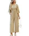 【送料無料】 カップシー レディース ジャンプスーツ トップス Women's Square Neck Straight Leg Jumpsuit Light beige
