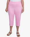 【送料無料】 ルビーアールディー レディース カジュアルパンツ ボトムス Plus Size Oasis Pull On Fringe Denim Capri Pants Cyclamen