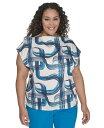 【送料無料】 カルバンクライン レディース シャツ トップス Plus Size Printed Cap Sleeve Top Corsica Multi