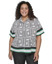 【送料無料】 カール ラガーフェルド レディース シャツ トップス Plus Size Printed Camp Shirt Soft White Black ...