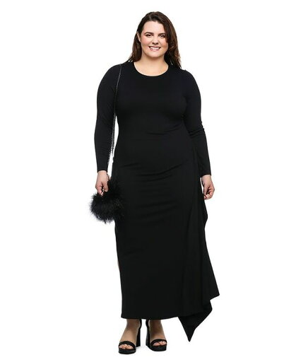 【送料無料】 24セブンコンフォート レディース ワンピース トップス Plus Size Long Sleeve Side Slit Fitted Maxi Dress Black 【送料無料】 24セブンコンフォート レディース ワンピース トップス Plus Size Long Sleeve Side Slit Fitted Maxi Dress Black