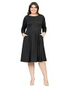 【送料無料】 24セブンコンフォート レディース ワンピース トップス Plus Size Long Sleeve Fit and Flare Midi Dress Black(4)