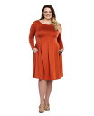 【送料無料】 24セブンコンフォート レディース ワンピース トップス Plus Size Long Sleeve Fit and Flare Midi Dre...