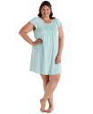 【送料無料】 ミス エレーン レディース ナイトウェア アンダーウェア Plus Size Short-Sleeve Printed Short Gown Mint/white Dot(4)