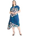 【送料無料】 マギーロンドン レディース ワンピース トップス Plus Size Printed Round-Neck A-Line Dress Teal M...
