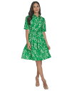 【送料無料】 カルバンクライン レディース ワンピース トップス Women's Cotton Belted Ditsy-Print Shirtdress Fe...