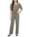 【送料無料】 ニューヨークコレクション レディース ジャンプスーツ トップス Women's Elbow Sleeve Jumpsuit Olive