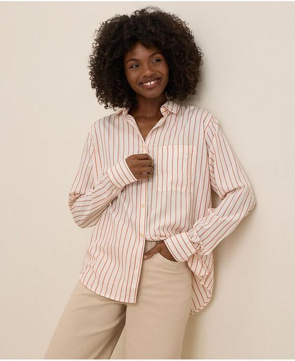 【送料無料】 パクト レディース シャツ トップス Women's Organic Cotton Sunset Lightweight Cotton Classic Shirt Zuma stripe
