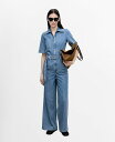 【送料無料】 マンゴ レディース ジャンプスーツ トップス Women's Denim Belt Jumpsuit Medium Blue