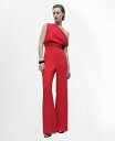 【送料無料】 マンゴ レディース ジャンプスーツ トップス Women's Draped Asymmetric Long Jumpsuit Red