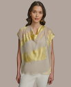 【送料無料】 ダナ キャラン ニューヨーク レディース シャツ トップス Women's Printed Cap-Sleeve Blouse Tuscan Gr...