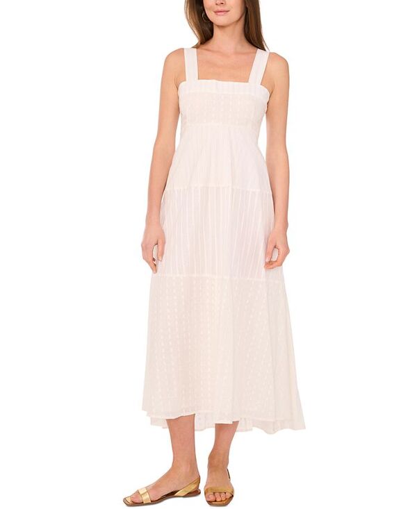 【送料無料】 ヴィンスカムート レディース ワンピース トップス Women's Printed Tiered Squareneck Midi Dress New Ivory