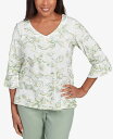 【送料無料】 アルフレッド ダナー レディース シャツ トップス Women's Santa Fe Embroidered Floral Vines Cotton Top Aloe