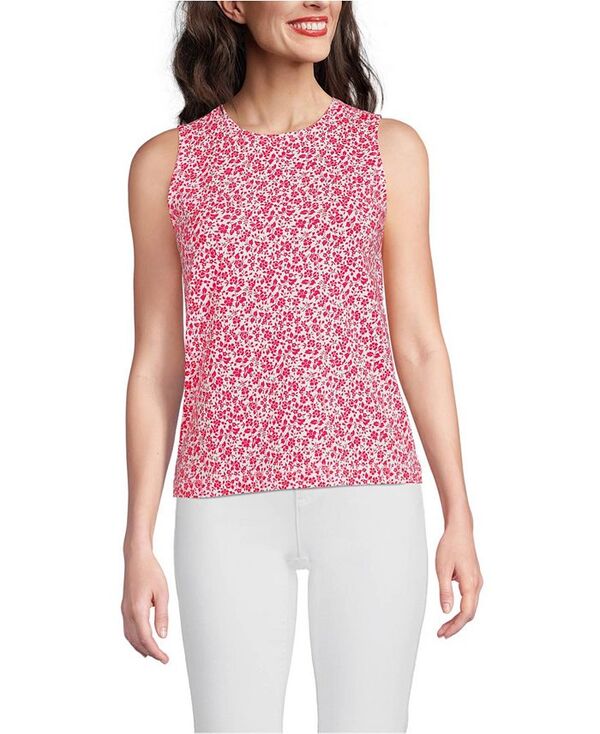 【送料無料】 ランズエンド レディース シャツ トップス Women's Lightweight Jersey Tank Top Ivory/berry rouge blossoms