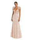 【送料無料】 マックダガル レディース ワンピース トップス Women's Sheer Applique Bustier Gown with Feather ...