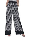 【送料無料】 カール ラガーフェルド レディース カジュアルパンツ ボトムス Women's Geometric-Print Wide-Leg Pants Black & Soft White(4)