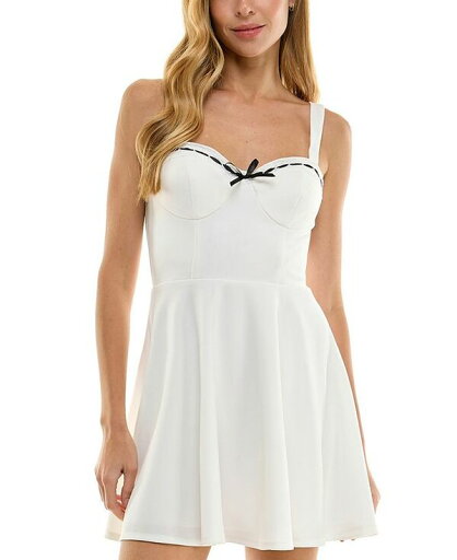 【送料無料】 シティー スタジオ レディース ワンピース トップス Juniors' Contrast-Trim Sleeveless Fit & Flare Mini Dress Ivory 【送料無料】 シティー スタジオ レディース ワンピース トップス Juniors' Contrast-Trim Sleeveless Fit & Flare Mini Dress Ivory
