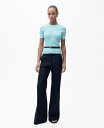 【送料無料】 マンゴ レディース ニット・セーター アウター Women's Ribbed Short-Sleeved Sweater Turquoise