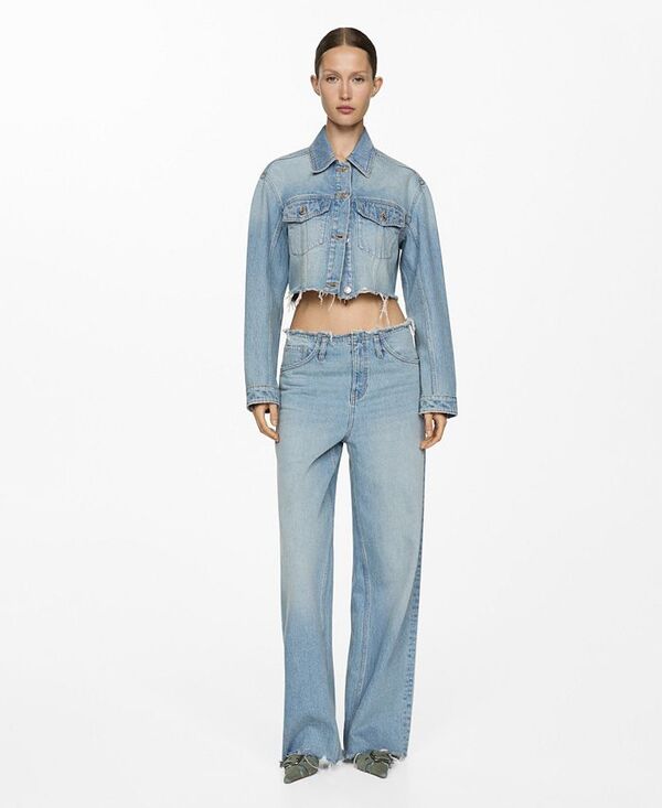 ̵ ޥ ǥ 㥱åȡ֥륾  Women's Denim Frayed Hem Jacket Mediu...