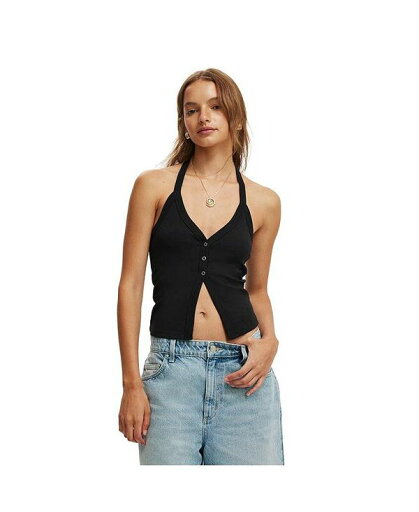 【送料無料】 コットンオン レディース シャツ トップス Women's Alexa Button Front Halter Black 【送料無料】 コットンオン レディース シャツ トップス Women's Alexa Button Front Halter Black