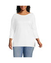 【送料無料】 ランズエンド レディース シャツ トップス Plus Size Supima Cotton Adjustable 3/4 Sleeve Boatneck Tunic White