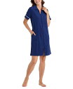 【送料無料】 ミス エレーン レディース ナイトウェア アンダーウェア Women's Short-Sleeve Solid Short Zip Robe Na...