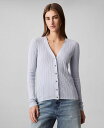 【送料無料】 カルバンクライン レディース ニット・セーター アウター Women's Silk-Cotton Ribbed Cardigan Gray Daw...