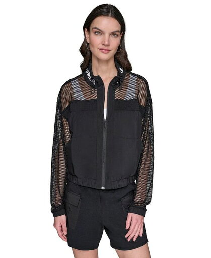 【送料無料】 カール ラガーフェルド レディース ジャケット・ブルゾン アウター Women's Mesh-Trim Track-Jacket Black 【送料無料】 カール ラガーフェルド レディース ジャケット・ブルゾン アウター Women's Mesh-Trim Track-Jacket Black