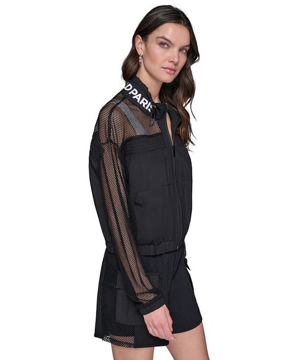 【送料無料】 カール ラガーフェルド レディース ジャケット・ブルゾン アウター Women's Mesh-Trim Track-Jacket Black