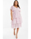【送料無料】 クイズ レディース ワンピース トップス Plus Size Chiffon Glitter Tiered Dress Blue