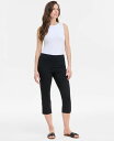 【送料無料】 ジェイエムコレクション レディース カジュアルパンツ ボトムス Women's Side Lace-Trim Capri Pants Deep Black