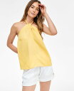 【送料無料】 アイ.エヌ.シー インターナショナル コンセプト レディース シャツ トップス Women's Linen-Blend Braided Halter Top Kissed Yellow(4)