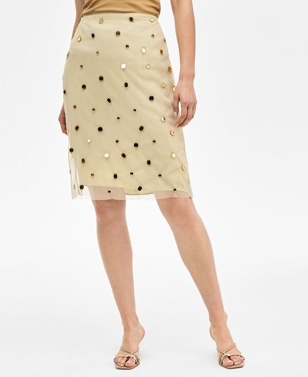 【送料無料】 アイ.エヌ.シー インターナショナル コンセプト レディース スカート ボトムス Women's Rhinestone Skirt Vintage Cream