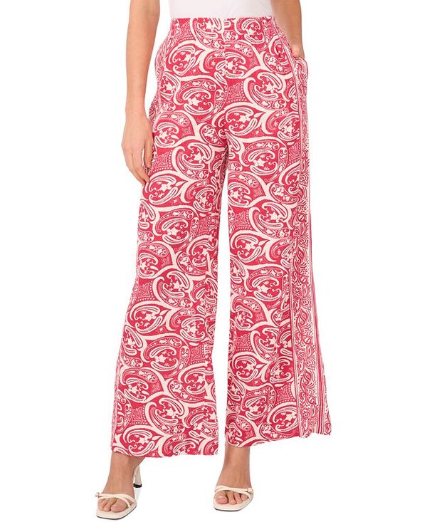 【送料無料】 ワンステイト レディース カジュアルパンツ ボトムス Women's Printed Wide-Leg Pull-On Pants Magenta