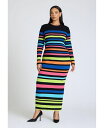 【送料無料】 エロクイ レディース ワンピース トップス Plus Size Variegated Stripe Maxi Dress Rainbow bright stripe