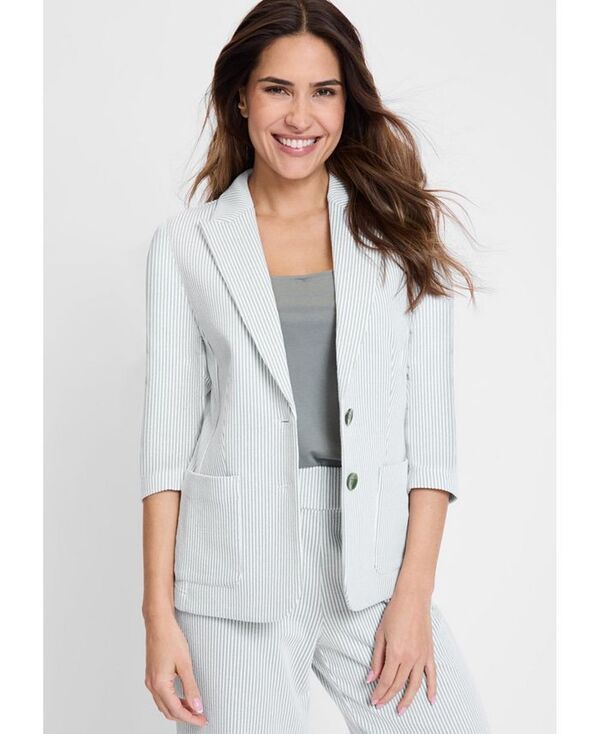 【送料無料】 オルセン レディース ジャケット・ブルゾン ブレザー アウター Women's Seersucker Blazer Jungle khaki