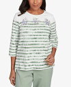 【送料無料】 アルフレッド ダナー レディース シャツ トップス Women's Santa Fe Tie Dye Stripe Embroidered Crew Neck Top Aloe