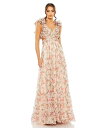 【送料無料】 マックダガル レディース ワンピース トップス Women's Ruffle Tiered Cut-Out Chiffon Floral Gown...