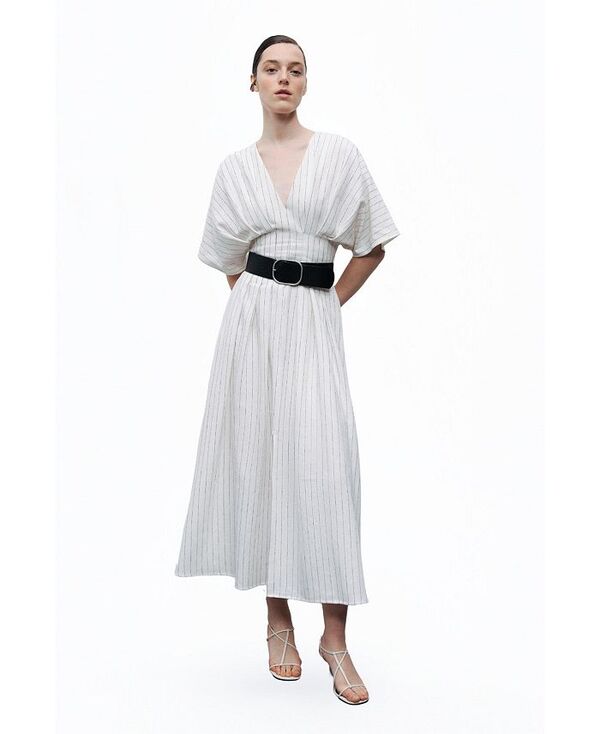 【送料無料】 ノクチューン レディース ワンピース トップス Women's Belted Midi Dress Open white