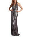 【送料無料】 タダシショージ レディース ワンピース トップス Women's Mona Pleated Metallic Halter Gown Silver