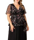 【送料無料】 キヨナ レディース シャツ トップス Plus Size Rosalie Embroidered Wrap Top Moonlit garden