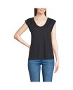 【送料無料】 ランズエンド レディース シャツ トップス Women's Linen Blend Cap Sleeve Gathered Shoulder Te...