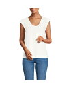 【送料無料】 ランズエンド レディース シャツ トップス Women's Linen Blend Cap Sleeve Gathered Shoulder Te...