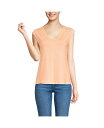 【送料無料】 ランズエンド レディース シャツ トップス Women's Linen Blend Cap Sleeve Gathered Shoulder Te...