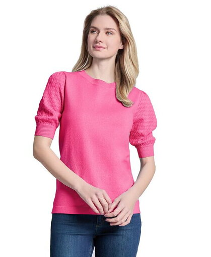【送料無料】 ジョーンズニューヨーク レディース ニット・セーター アウター Women's Stitch Puff Sleeve Crewneck Sweater Azalea 【送料無料】 ジョーンズニューヨーク レディース ニット・セーター アウター Women's Stitch Puff Sleeve Crewneck Sweater Azalea