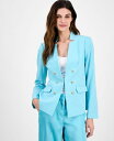 【送料無料】 タハリエーエスエル レディース ジャケット・ブルゾン アウター Women's Notch-Neck Faux Double-Breasted Blazer Turquoise(4)